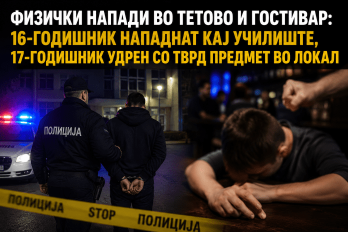 Два напади за 24 часа во Полошко: 16-годишник претепан, 17-годишник удрен по глава и останал без свест.