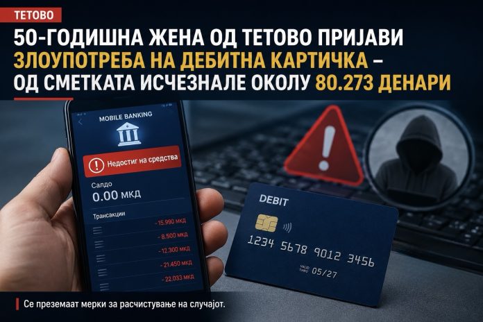 Од сметката и исчезнале над 80 илјади денари – СВР Тетово истражува злоупотреба на картичка